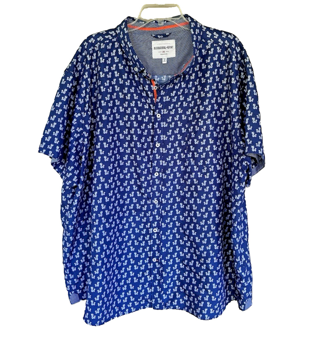 International Report Quality Classic Stretch 3X Navy Blue Hawaiian Pineapples